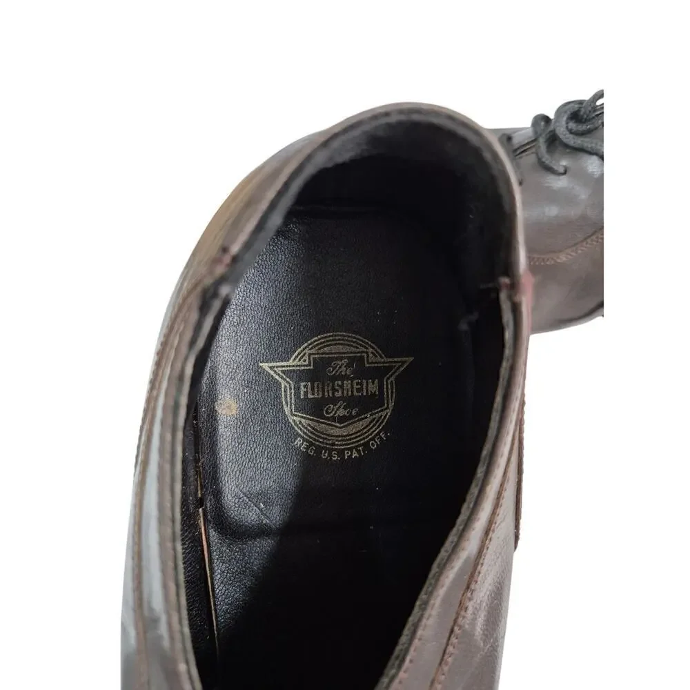 Vtg Florsheim Gray Leather Cap Toe Dress Shoe Flexible Insole Laceup Sz 11.5